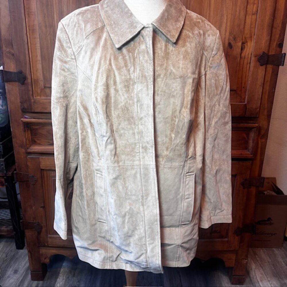 Cherokee Genuine Suede Jacket Tan Zip Front Coat | 20W